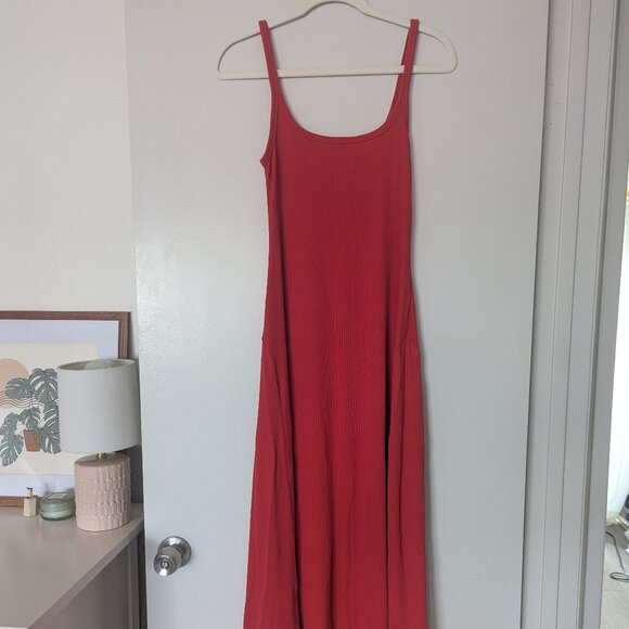 Old Navy Rib Knit Midi Dress - orangey red - Picture 1 of 2